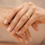 Gelbgold Ehering (14 Karat) mit Diamant Damenmodell
