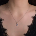 Tropfen Diamant Saphir Kette