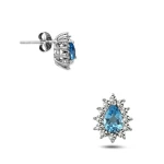 Tropfen Blauer Topas Gold Ohrring