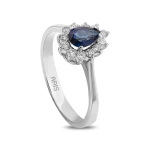 0,64 Karat Diamant Tropfenförmiger Saphir-Ring