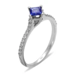 0,59 Karat Diamant Prinzessschliff Saphir Ring