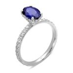 14 Karat Gold Ehering im Stil mit Saphir und Diamanten 14 Karat Gold Ehering im Stil mit Saphir und Diamanten