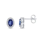 1.06 Karat Safir Oval Pırlanta Küpe