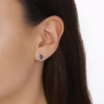 1.06 Karat Safir Oval Pırlanta Küpe