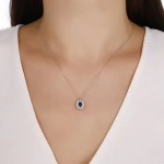 0.60 Karat Oval Safir Pırlanta Kolye