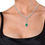 Diamant Tropfen Smaragd Collier