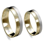 Zweifarbiger Glatter Gold Ehering Herren Modell