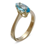 Goldring mit Markisenschliff Blauem Topas Goldring mit Markisenschliff Blauem Topas
