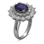 3,34 Karat Ovalschliff Saphir-Diamant-Ring