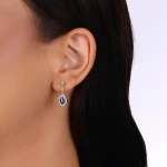1,05 Karat Ovaler Saphir Diamant Ohrringe