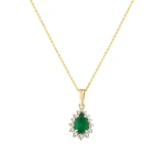 Tropfen Smaragd Diamant Halskette Tropfen Smaragd Diamant Halskette