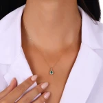 Tropfen Smaragd Diamant Halskette Tropfen Smaragd Diamant Halskette