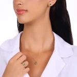 Tropfen Smaragd Diamant Halskette Tropfen Smaragd Diamant Halskette