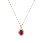 Ovaler Rubin Diamant Halskette