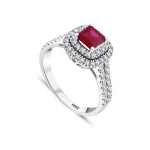 Prinzessschliff Rubin-Diamantring Prinzessschliff Rubin-Diamantring