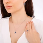 1,50 Karat Smaragdschliff Saphir-Kette