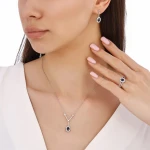 Ovaler Saphir Diamant Halskette