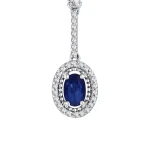 Ovaler Saphir Diamant Halskette