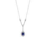 Ovaler Saphir Diamant Halskette