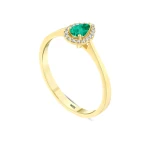 0,26 Karat Tropfen-Smaragd-Diamantring 0,26 Karat Tropfen-Smaragd-Diamantring