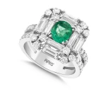 Oval Smaragd-Baguette-Diamantring Oval Smaragd-Baguette-Diamantring