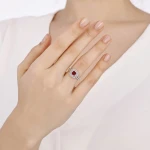 Prinzessschliff Rubin-Diamantring Prinzessschliff Rubin-Diamantring