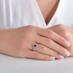 0,72 Karat Prinzess-Schliff Saphir-Diamantring