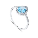 Blauer Topas Tropfenschliff Diamantring Blauer Topas Tropfenschliff Diamantring