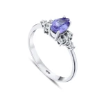 Tropfenschliff Tansanit-Diamantring