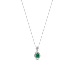 Diamant Tropfen Smaragd Kette