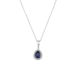 Diamant Tropfen Saphir Halskette