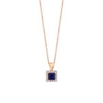 Saphir Prinzess-Schliff Gold Halskette Saphir Prinzess-Schliff Gold Halskette