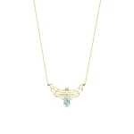 Tropfen Blauer Topasstein mit Diamant Flügel der Kraft Kette Tropfen Blauer Topasstein mit Diamant Flügel der Kraft Kette