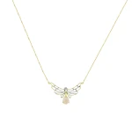 Tropfen-Quarzstein und Diamant Flügel des Friedens Kette Tropfen-Quarzstein und Diamant Flügel des Friedens Kette