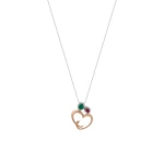 Diamant Herz mit bunten Steinen Kette