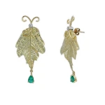 Diamant Smaragd Blatt Ohrring