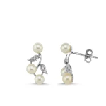Perlen-Diamant Blatt Ohrring
