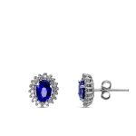 Diamant Oval Saphir Ohrringe Diamant Oval Saphir Ohrringe