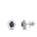 Ovaler Schliff Safirstein Diamant Ohrring Ovaler Schliff Safirstein Diamant Ohrring