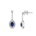 1,05 Karat Ovaler Saphir Diamant Ohrringe