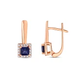Diamant Prinzess-Schliff Saphir Ohrringe Diamant Prinzess-Schliff Saphir Ohrringe