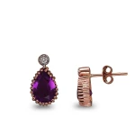 Diamant Tropfen Amethyst Ohrring