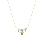 Tropfen Peridotstein mit Diamant Flügel der Heilung Kette Tropfen Peridotstein mit Diamant Flügel der Heilung Kette