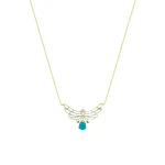 Tropfen Türkisstein mit Diamant Flügel des Friedens Kette Tropfen Türkisstein mit Diamant Flügel des Friedens Kette