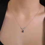 Diamant Tropfen Saphir Miracle Kette