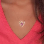Keltischer Amethyst Goldkette Muttersymbol (Triquestra)