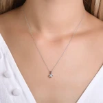 Diamant Effect Prinzessin Schliff Solitärring Kette
