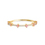 Diamant Rosa Quarz Stein Ring