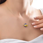 Gelb-Dunkelblau Emaille Habbe Gold Halskette Gelb-Dunkelblau Emaille Habbe Gold Halskette