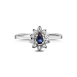 0.63 Karat Diamant Tropfenförmiger Saphirring